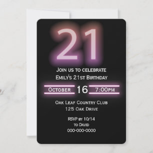 Neon Pink 21e Anniversaire Fête Invitation