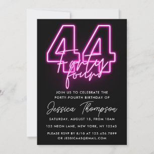 Neon Pink 44e anniversaire Invitation