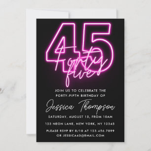 Neon Pink 45e anniversaire Invitation