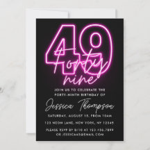 Neon Pink 49e anniversaire Invitation