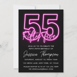 Neon Pink 55e anniversaire Invitation