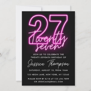 Neon Pink Invitation 27e anniversaire