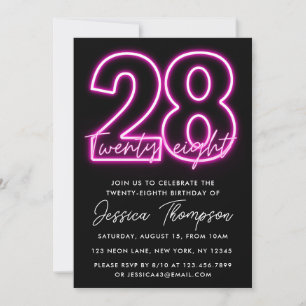Neon Pink Invitation 28e anniversaire