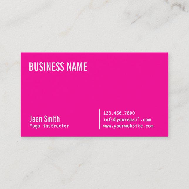 Neon Pink Yoga instructeur Carte de visite (Devant)