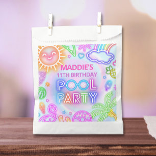 Neon Pool Party Anniversaire Favoriser les sacs