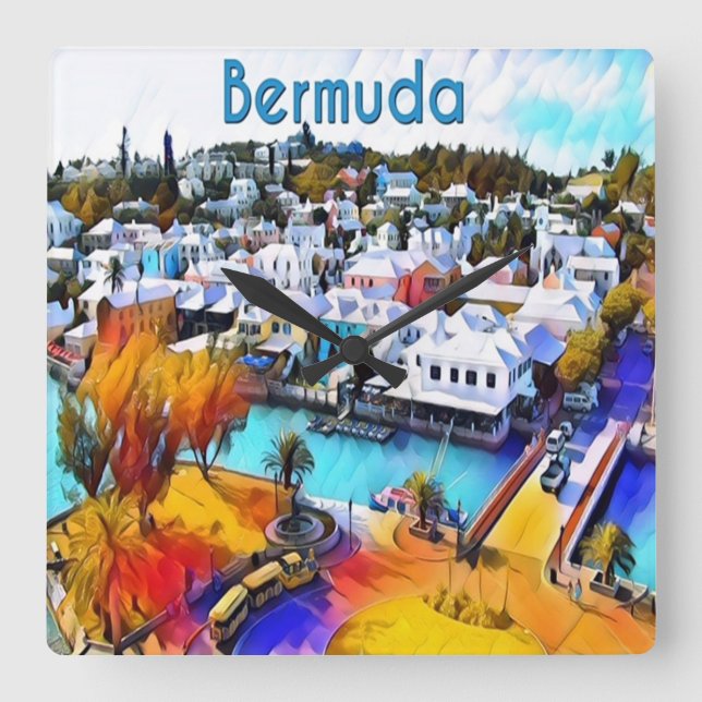 Neon Pop Art Bermudes horloge murale (Recto)