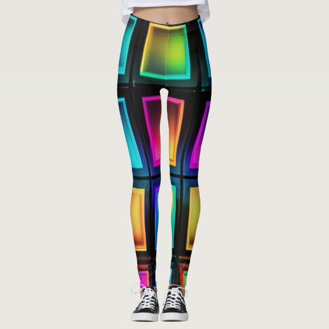 Neon Prism Grid Leggings (Devant)