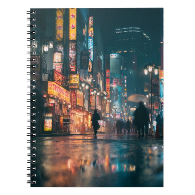 Neon Rain Alley Night Lights Carnet (Devant)