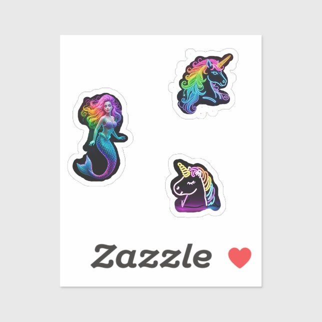 neon rainbow fantasy stickers (Feuille)