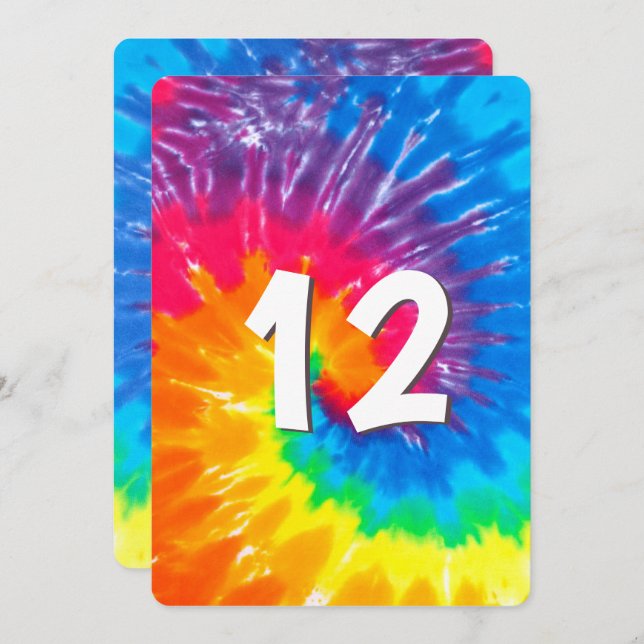Neon Rainbow Tie Dye 12e anniversaire Invitation (Devant / Derrière)
