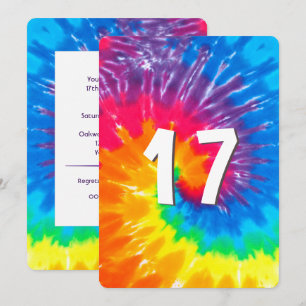 Neon Rainbow Tie Dye 17e anniversaire Invitation