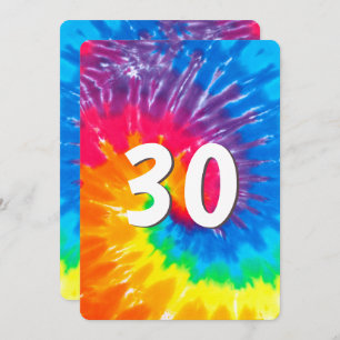 Neon Rainbow Tie Dye 30e anniversaire Invitation