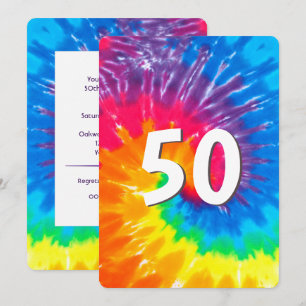 Neon Rainbow Tie Dye 50e anniversaire Invitation
