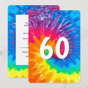 Neon Rainbow Tie Dye 60e Anniversaire Invitation