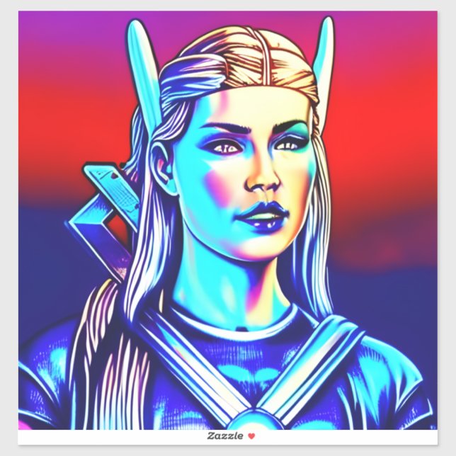 Neon Retro Viking Toute taille Vinyl Sticker (Feuille)