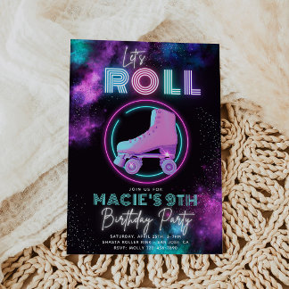Neon Roller Patinage Invitation | Patinage