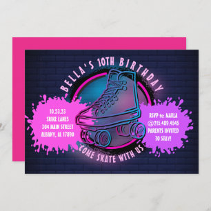 NEON ROLLER SKATING GLOW NEON PINK Anniversaire