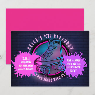 NEON ROLLER SKATING GLOW NEON PINK Anniversaire