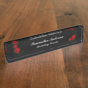 Neon Roses élégant Goth Desk Plaque de référence