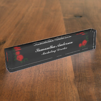 Neon Roses élégant Goth Desk Plaque de référence