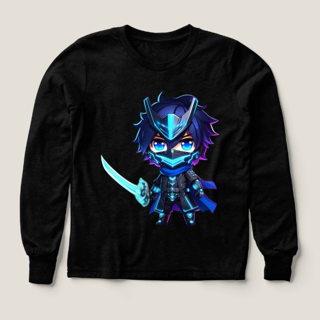 Neon Shadow - Chibi Cyber Ninja Sweatshirt Produit (Motif recto)
