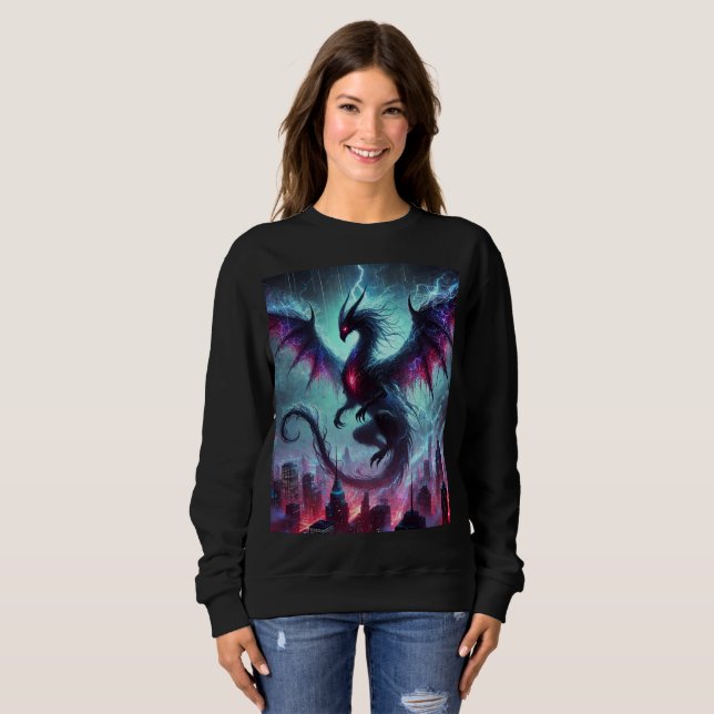 Neon Shadow Dragon-Bat Sweatshirt T-Shirt Design. (Devant entier)
