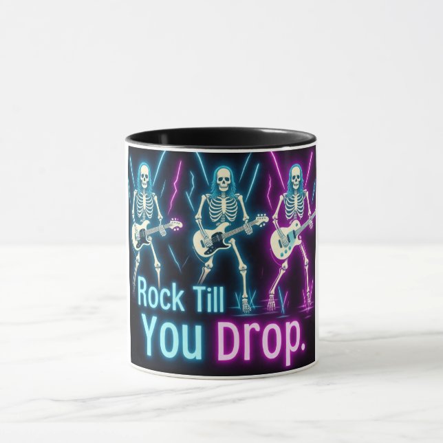 Neon Skeletons Rock hard Halloween Mug (Centre)