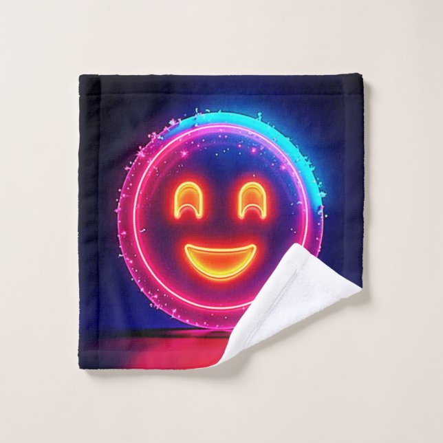 Neon Smile: Bright Happy Glow Design (Gant de toilette)