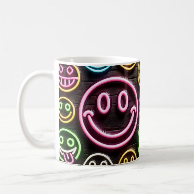Neon Smiles & Sips Design tendance Café Mug (Gauche)
