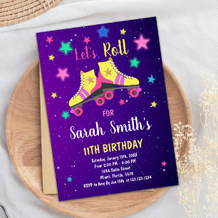 Neon Star Patinage Invitations d'anniversaire