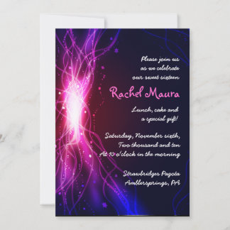 Neon Stars Sweet 16 Seize Anniversaire Invitation
