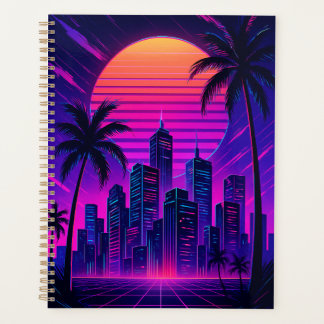 Neon Sunset Cityscape rétro-futuriste