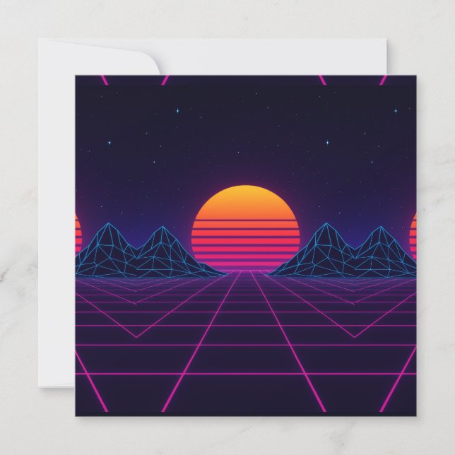Neon Sunset Grid - Rétro-Futuriste Synthwave Stic (Devant)