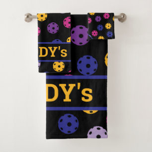 Neon sur le pickleball noir, texte personnalisé