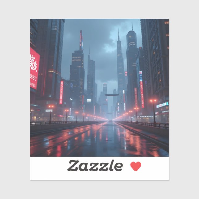 Neon Tomorrow – Cité Cyberpunk Autocollant Carré V (Feuille)