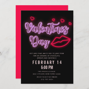 Neon Valentine's Day Lips Invitation