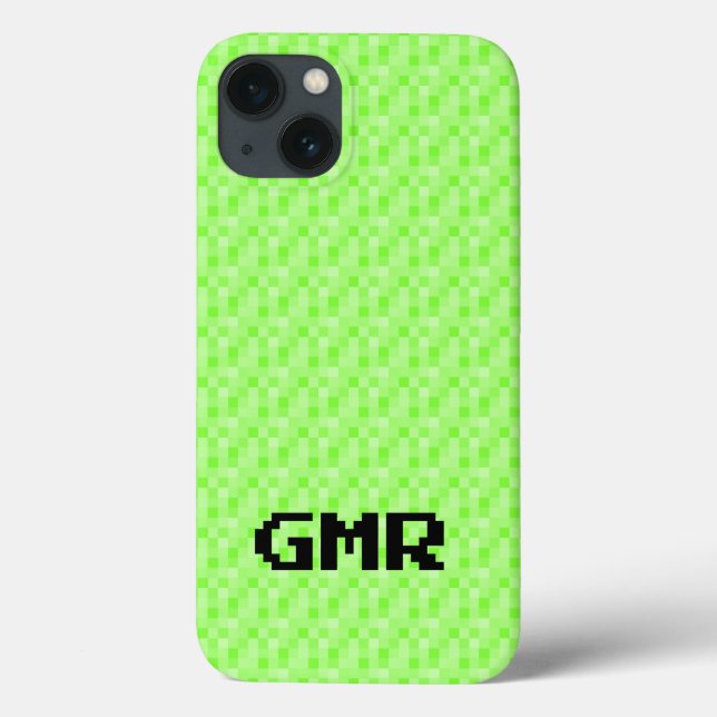 Neon vert petit pixel motif iPhone 13 Coque (Verso)