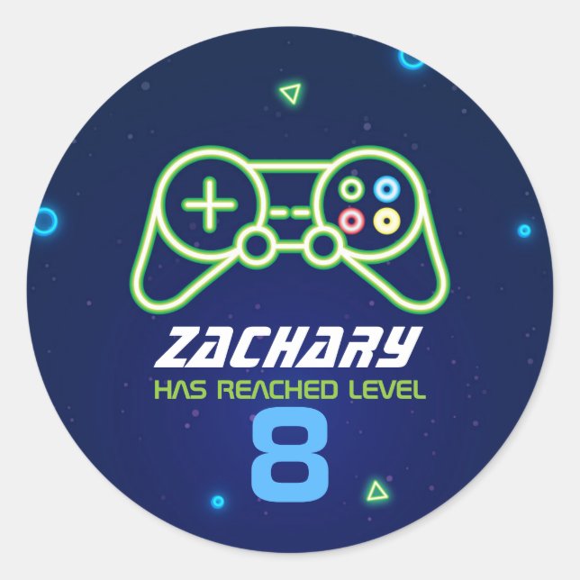 Neon Video Game Arcade Anniversaire Sticker (Devant)
