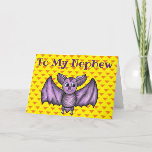 NEPHEW HALLOWEEN CARTE DE VACANCES BAT ORANGE PURP