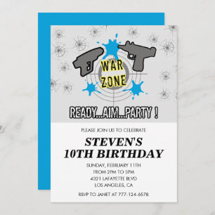 Nerf invitations anniversaire Dart Water Gun garço