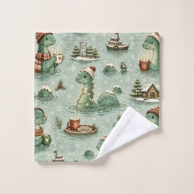 Nessie de Noël Monstre du Loch Ness Confortable Cr (Gant de toilette)