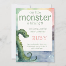 Nessie Little Monster Birthday Invitation