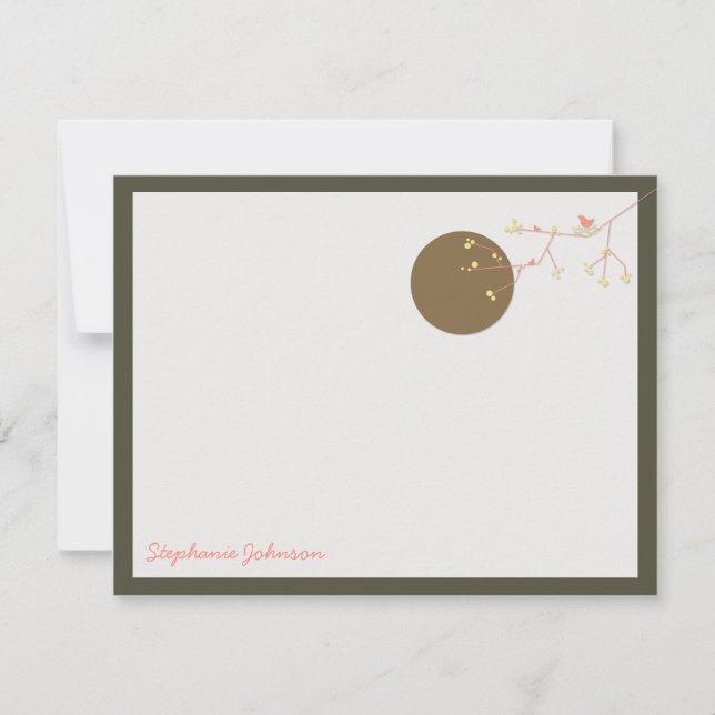 Nesting Bird And Family Baby Merci Carte de note (Devant)