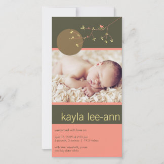 Nesting Bird & Family Baby Girl Faire-part de nais