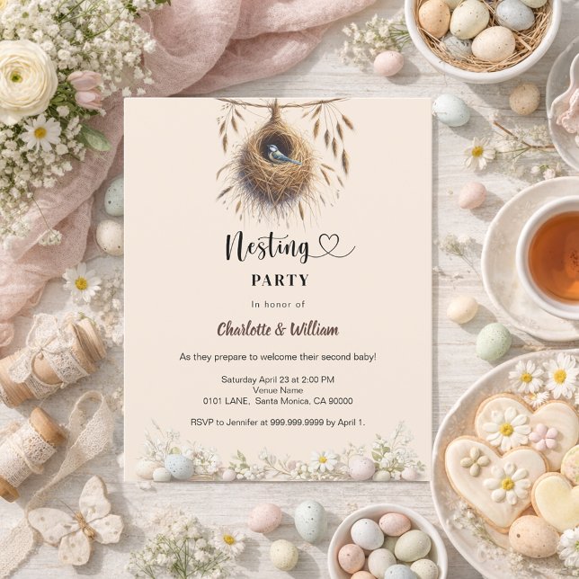 Nesting party bird spring baby shower invitation (Créateur téléchargé)