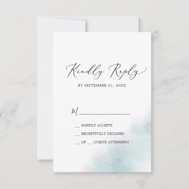 Nettoyage aquarelle | Carte bleue simple RSVP (Devant)