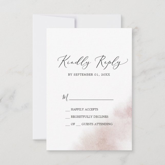 Nettoyage aquarelle | Carte Blush Simple RSVP (Devant)