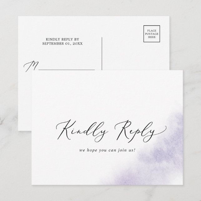 Nettoyage aquarelle | Carte postale RSVP Violet So (Devant / Derrière)