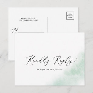 Nettoyage aquarelle   Menu Vert carte postale RSVP