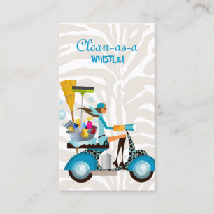 Nettoyage Carte de visite Scooter Girl Zebra